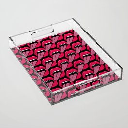 lips with tongue out super cool pop art cartoon pattern Acrylic Tray