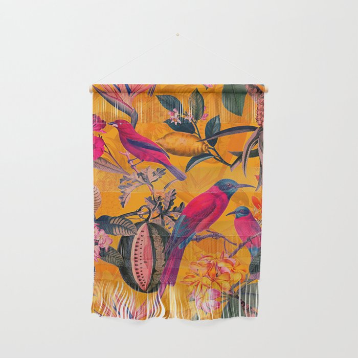 Vintage And Shabby Chic - Colorful Summer Botanical Jungle Garden Wall Hanging