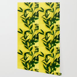 Leaves on Yellow Wallpaper