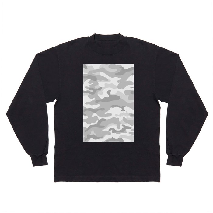 Camouflage Grey And White Long Sleeve T Shirt