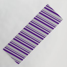 [ Thumbnail: Indigo and Grey Colored Pattern of Stripes Yoga Mat ]