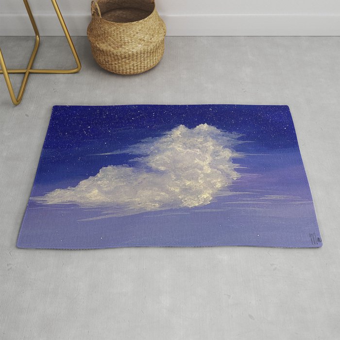 White Cloud in Blue & Purple Sky Painting Rug