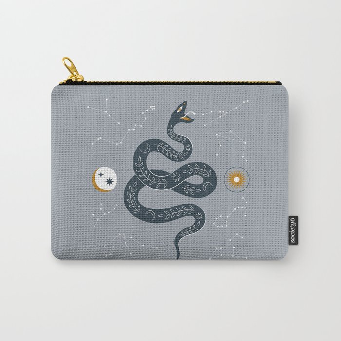 Magical Snake Astrological Symbols Constellations Blue Colours Star Moon Sign Midcentury Modern Cool Magical Mystical Abstract Art Bohemian Boho Style Trendy  Carry-All Pouch