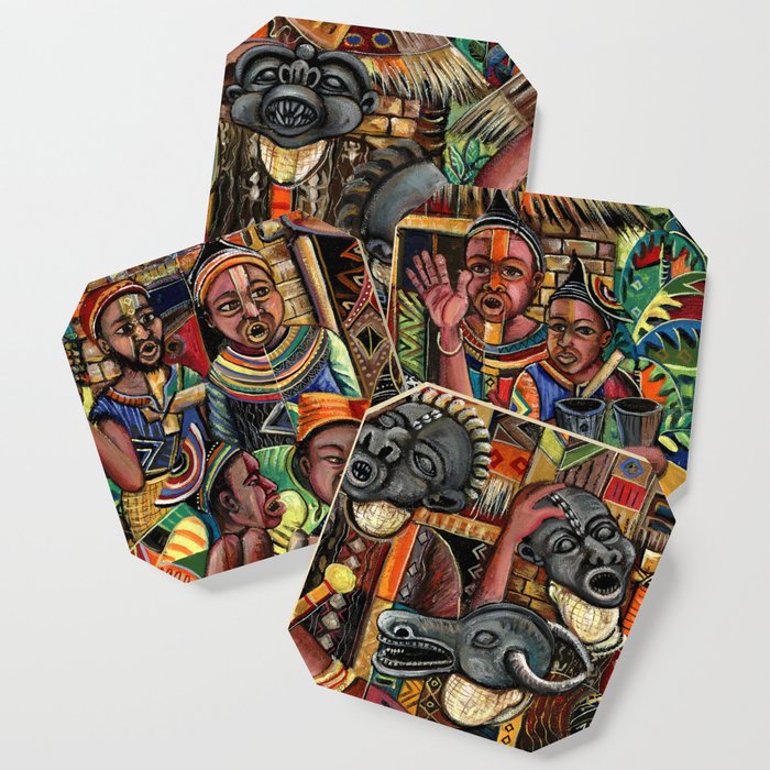 Juju Dance Group painting of African voodoo dance Coaster