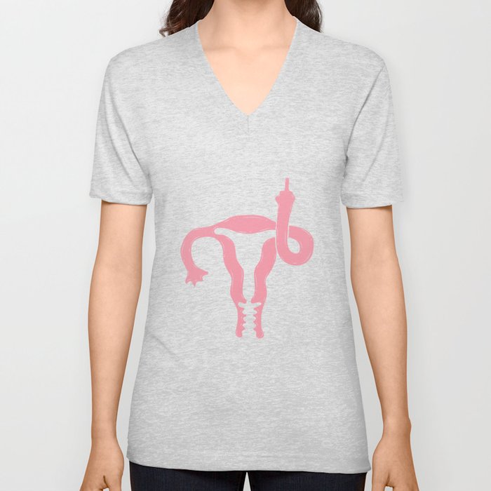 Uterus Shows Middle Finger Feminist Feminism Poison V Neck T Shirt