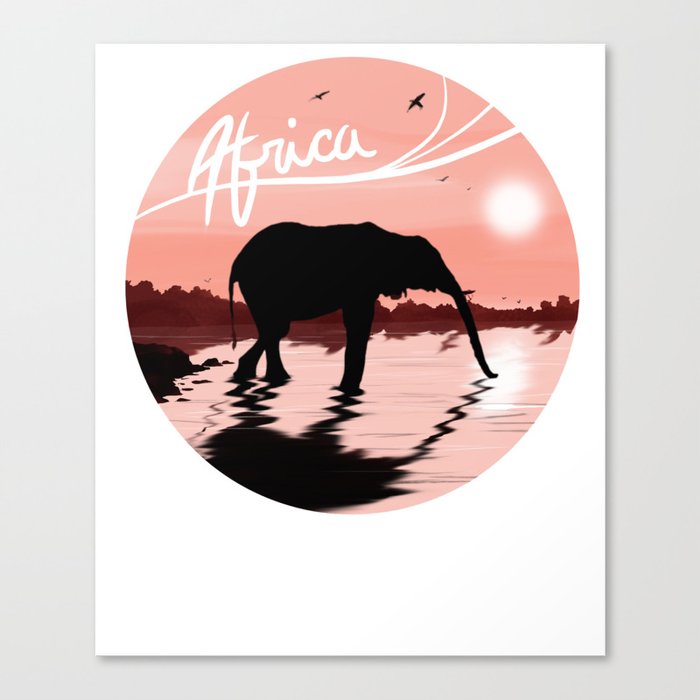Africa Elephant Silhouette Painting Artwork Canvas Print By