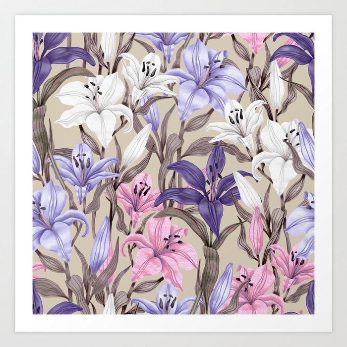 Lily Flower Pattern 29 Art Print