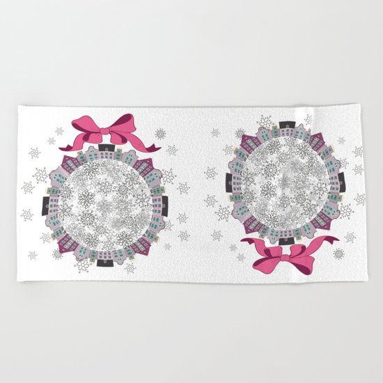 Christmas Town Beach Towel