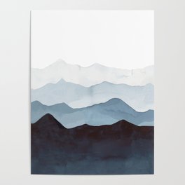 Indigo Mountains Landscape Poster