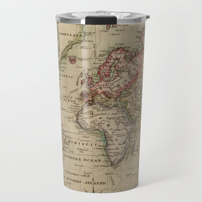 Vintage Map of The World (1814) Travel Mug