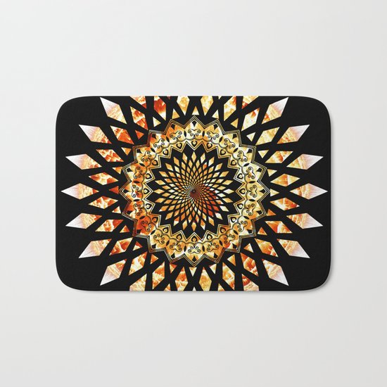 Soul Flame Star Mandala Black & Orange Bath Mat