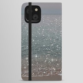 Blue Ocean Waves Glitter iPhone Wallet Case