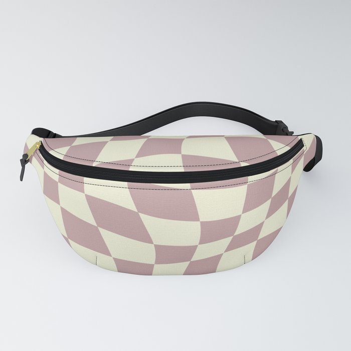 Warped Checkered Pattern (dusty rose pink/cream) Fanny Pack