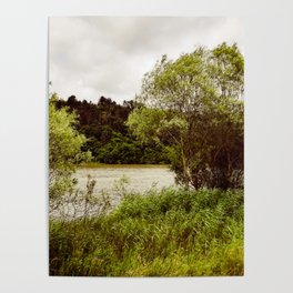 Vintage summer river landscape Poster