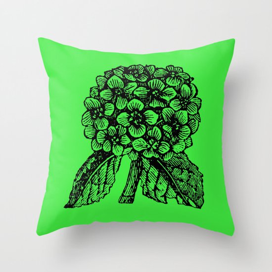 Green Hydrangea Throw Pillow
