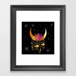 Mystic flower of life dreamcatcher with moons and stars Framed Art Print
