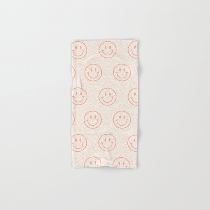 Beige/Peach Smiley Pattern Hand & Bath Towel