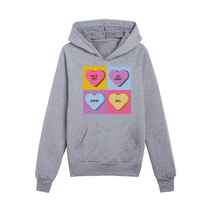 Mean Valentine's Candy Hearts 2 Kids Pullover Hoodie