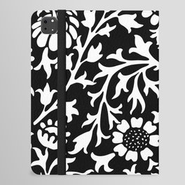 Black and White Nature Vintage Flowers Arabesque Garden iPad Folio Case