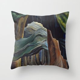 Forest, British Columbia, Banff sequoia redwood forest landscape painting by Emily Carr for home, wall, and bedroom decor Throw Pillow