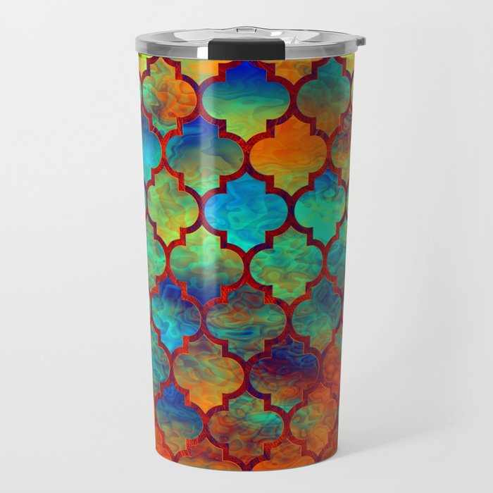 Moroccan pattern colorful mermaid scale tiles Travel Mug