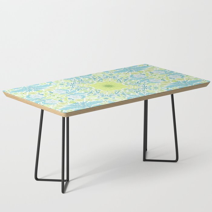 Retro garden party wallpaper in blue and yellow Coffee Table