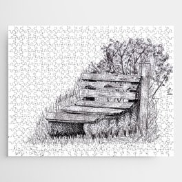 Traces of Time - Pen and Ink Drawing Jigsaw Puzzle