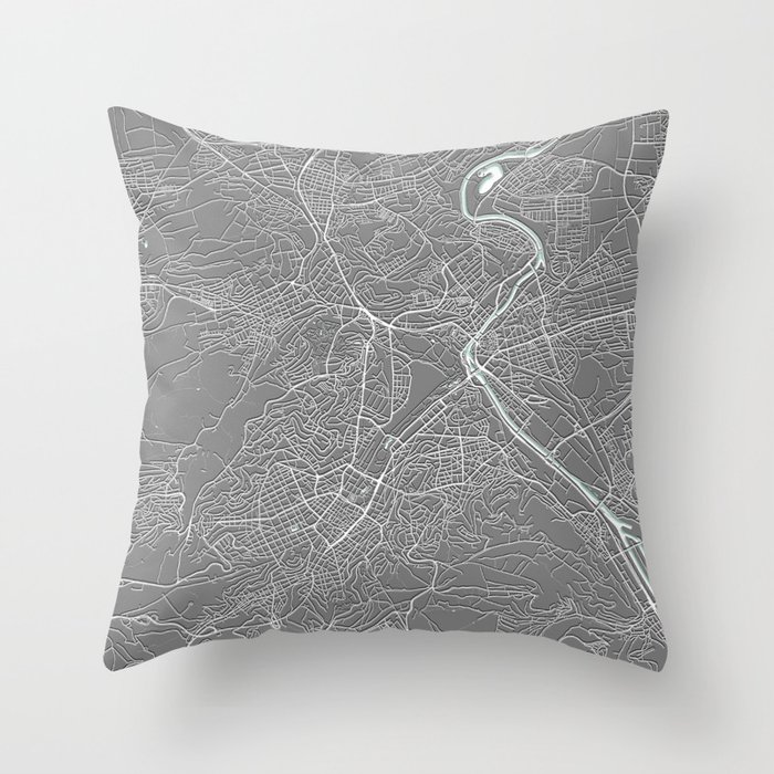 Stuttgart, Germany, Grey, City, Map Throw Pillow