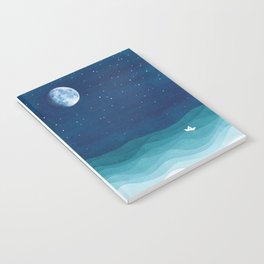 Moon Phase, teal watercolor Notebook