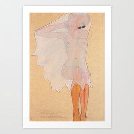 "Seated Female Nude Ghost" / Egon Schiele Art Print