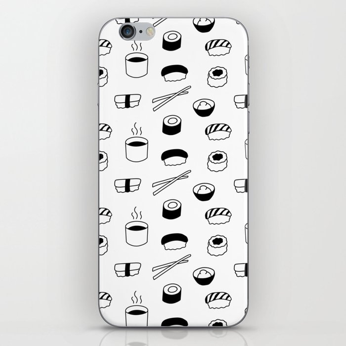 Minimalist Sushi Pattern (black/white) iPhone Skin
