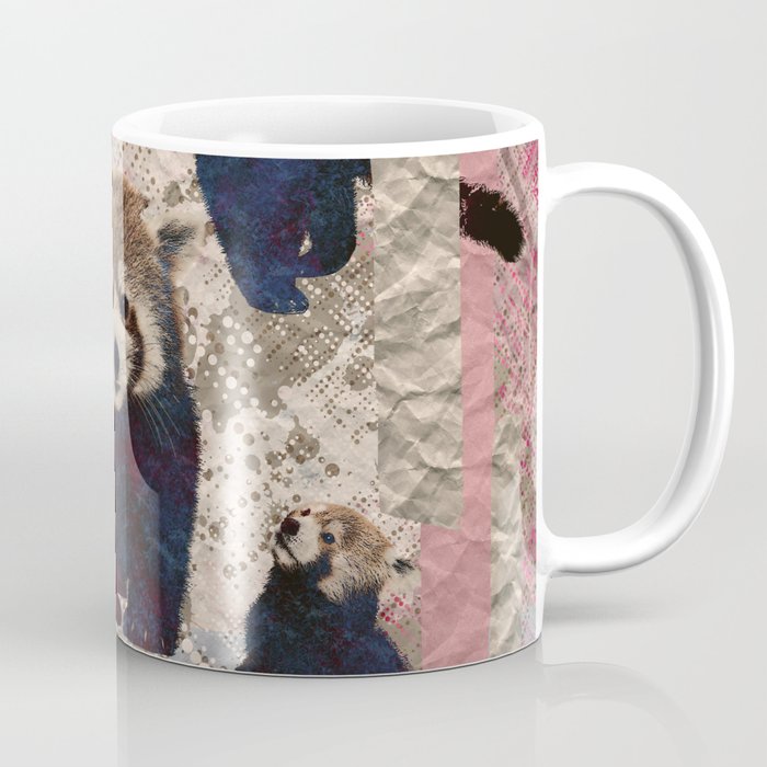 Red Panda Abstract  mixed media digital art collage Coffee Mug
