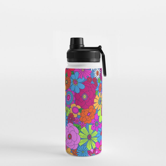 Moddy-Mod Floral (Brighter Version) by lalalamonique Water Bottle