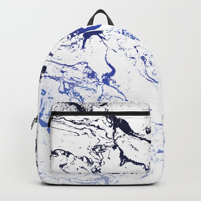 Modern white marble blue ombre navy blue watercolor gradient fade Backpack