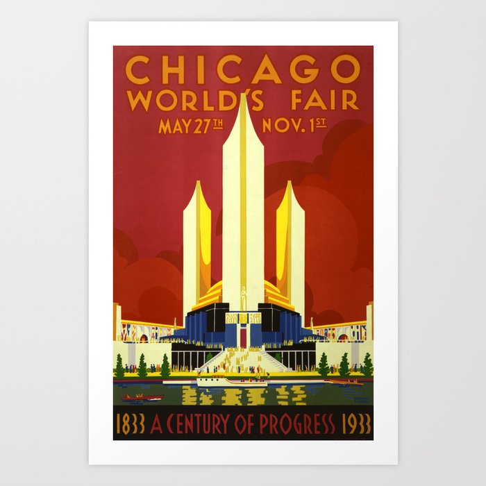 Advertising Vintage Poster - Chicago 1933 World's Fair Poster Art Print