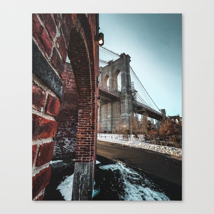 New York City Brooklyn Bridge during winter Canvas Print