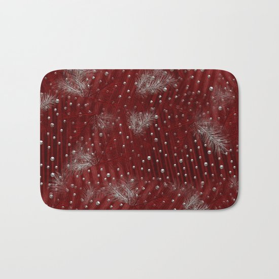 Silver Red Christmas Bath Mat