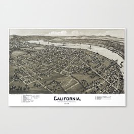 California-Pennsylvania-1902 vintage pictorial map Canvas Print