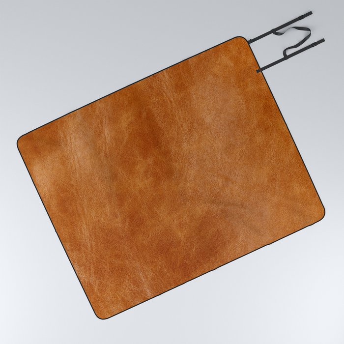 Natural brown leather, vintage texture Picnic Blanket