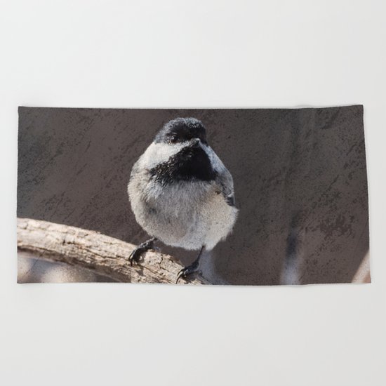 Chickadee with Texture Beach Towel