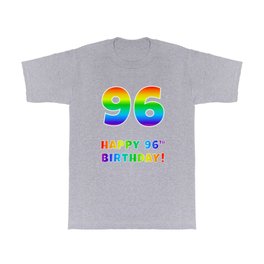 [ Thumbnail: HAPPY 96TH BIRTHDAY - Multicolored Rainbow Spectrum Gradient T Shirt T-Shirt ]