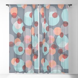 Feranub - Abstract Colorful Retro Dots Vintage Vibe Dotted Pattern Sheer Curtain