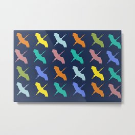 Colorful Flying Cranes Pattern Metal Print