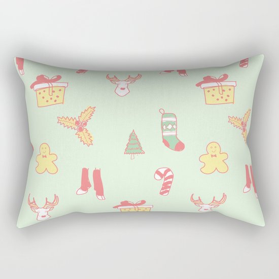Pastel Bright Christmas Rectangular Pillow
