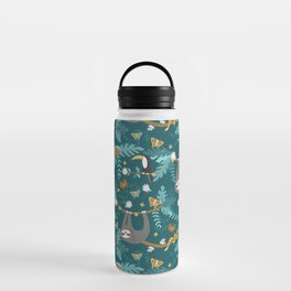 Sloth Hanging in a Teal Forest Water Bottle