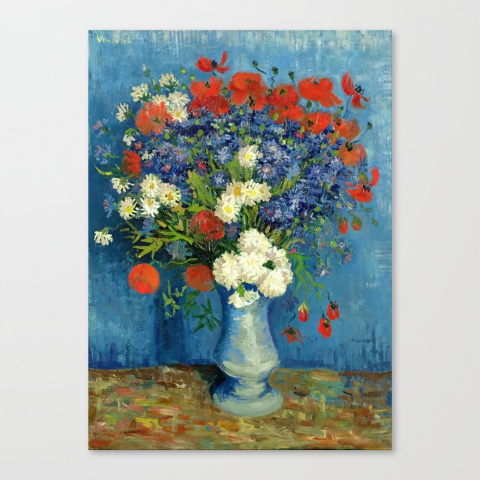 Vincent van Gogh "Vase with Cornflowers and Poppies" Canvas Print
