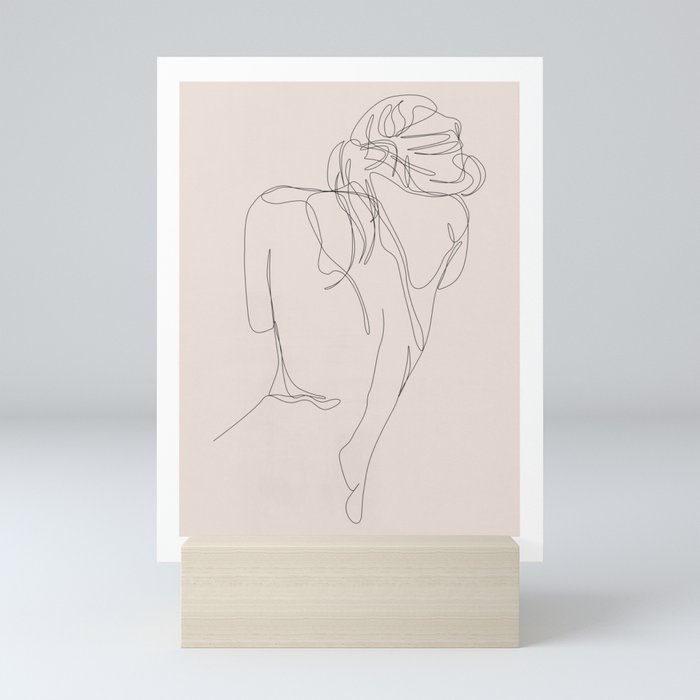 concealment - one line art - pastel Mini Art Print