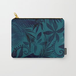 Botanical Jungle Blue Green Leaf Design Carry-All Pouch