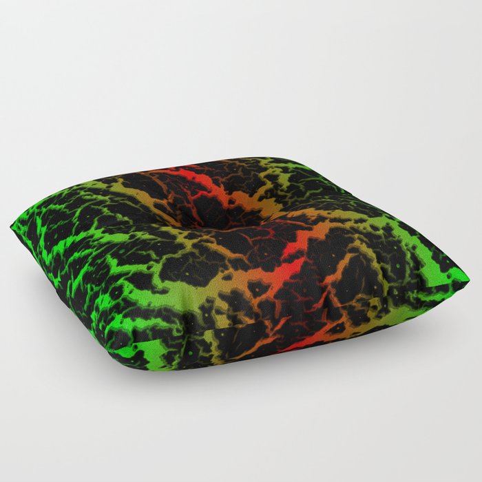 Cracked Space Lava - Green/Red Floor Pillow