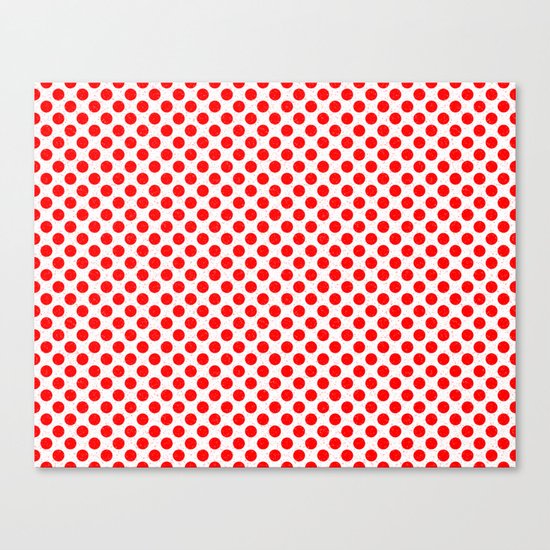 Polka Dot Red and White Pattern Canvas Print